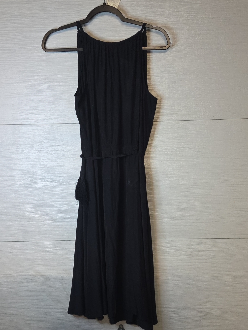 Calypso St. Barth Black Sleeveless Maxi Dress with Tassel Tie
